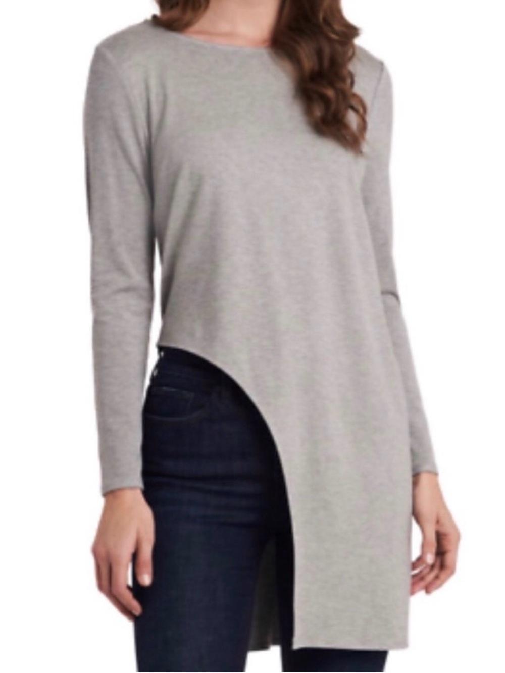 NWT Vince Camuto Light Gray Asymmetric Hem Long Sleeve Tunic M